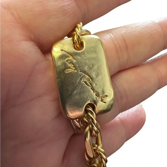 TORY BURCH • Gold Torsade Engraved Logo Bracelet NWOT - Picture 7 of 7